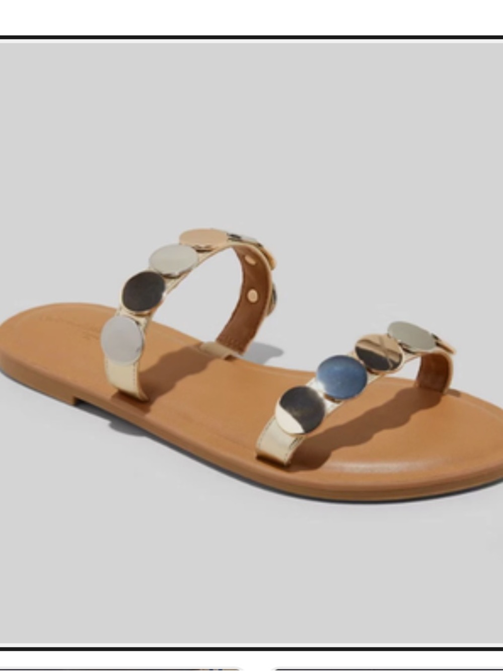 Universal Thread Metallic Disc Tan Slide Sandals